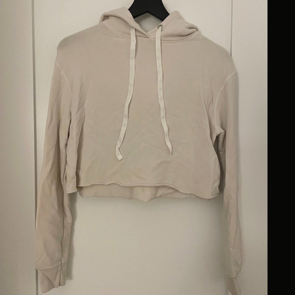 AllSaints Long Sleeve Crop Top Hoodie Casual Cute Pullover Cropped Sweatshirt